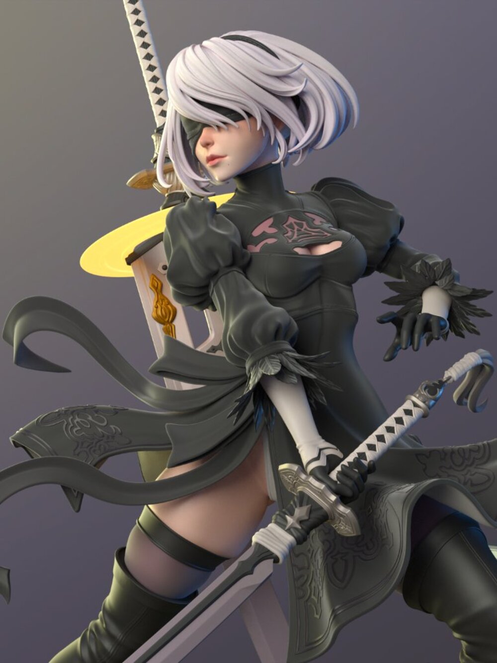 2B from Nier Automata Dress Resin Statue Part Kit - Picture 5 of 7